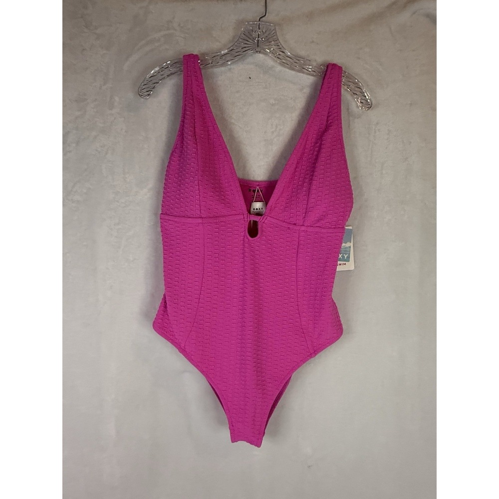 Roxy Neon Pink‎ Textured One Piece Swimsuit XL NWT Surf Beach Barbiecore